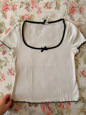 Cropped shirt H&M used, medium, white and black