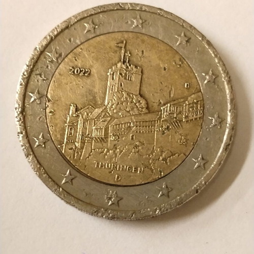 2 Euro Commemorative Coin Used With Production Defect From Germany 2022