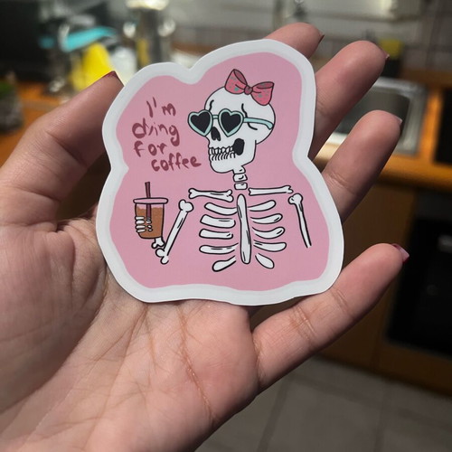 Pink skeleton sticker new, waterproof vinyl