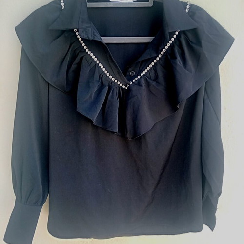 Evening shirt with rhinestones like new, black, size L