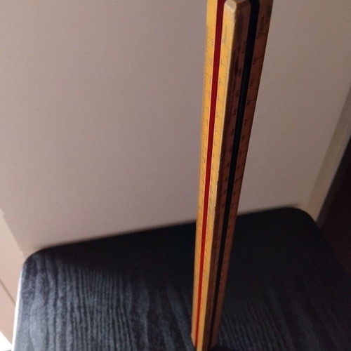 Wooden triangular vintage ruler used, design from 1960