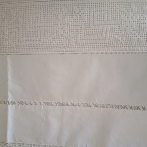 Vintage bridal handmade sheet with 4 handmade pillowcases