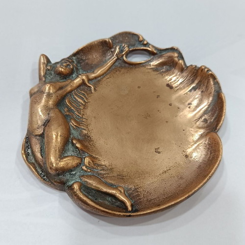 Art Nouveau decorative pin tray ashtray with mermaid, used