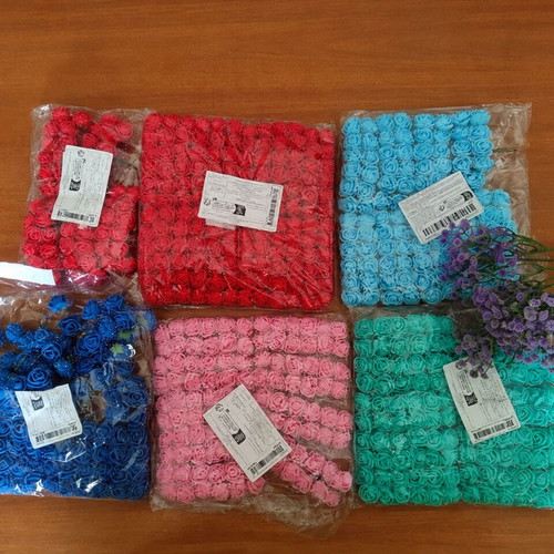 Craft foam rose set new, colorful EVA flowers with decorative branches