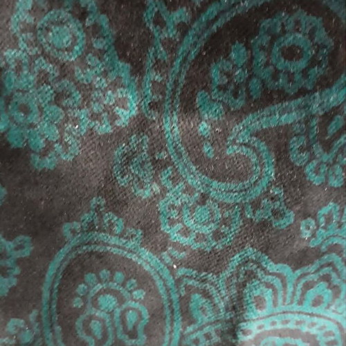Vintage Robe de Chambre Jacquard Velvet with Petrol-Black Paisley, Like New