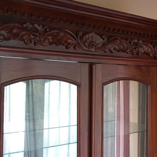 Display cabinet antique furniture made of walnut wood