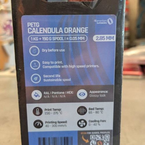 Fillamentum PETG 2.85mm Calendula Orange 3D Printer Filament 1kg New
