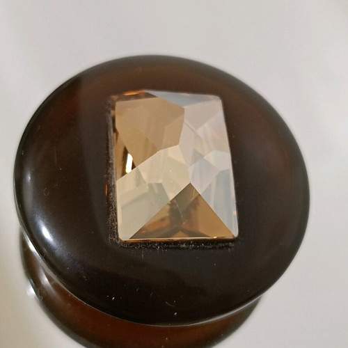 Large button used 4 cm bakelite brown with glossy stone