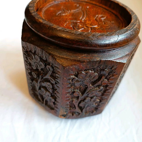 Wooden carved coasters used with holder, handmade from Kythera