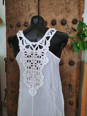 Boho white crochet top/dress like new, summer tunic