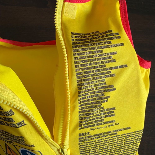 Fisher-Price children's swim vest and blocks used with free swim diapers