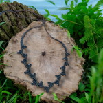 Macrame necklace new, black and silver