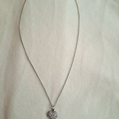 Steel heart necklace with zirconia new, silver color