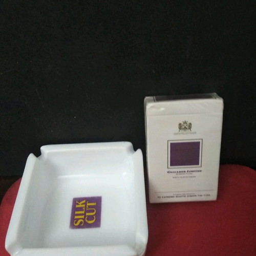 Silk Cut ashtray with sealed playing cards like new