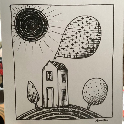 House mini hand-drawn sketch on Bristol paper 250gr, new