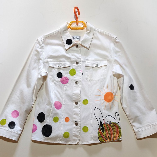 Betty Barclay jacket white hand-painted, XL, like new