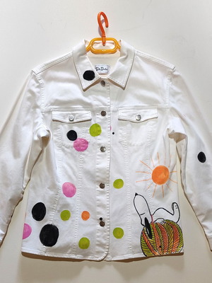 Betty Barclay jacket white hand-painted, XL, like new