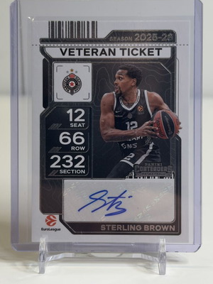 Sterling Brown 2025-26 Panini Contenders EuroLeague Veteran Ticket Auto σαν καινούργιο