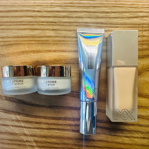 Revolution Skincare set primer, glow booster, lip balm and scrub new
