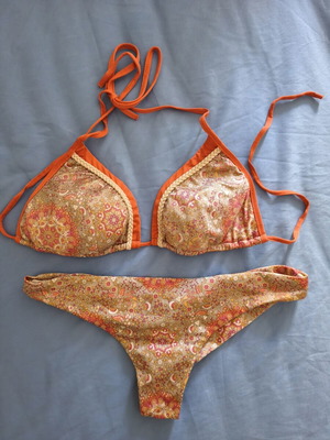 Calzedonia bikini used, beige and orange, size M