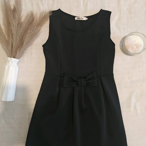 Mini black dress with bow Chatón new, size M
