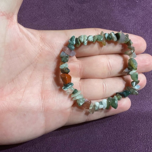 Moss Agate authentic elastic bracelet