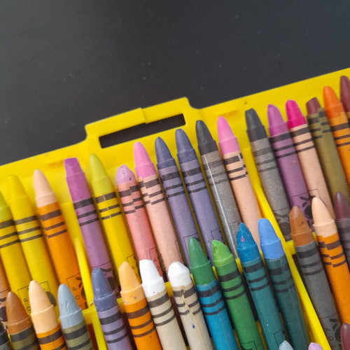 Crayon case with 72 crayons used, vintage collectible