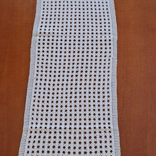 Handmade crocheted table runner like new, white