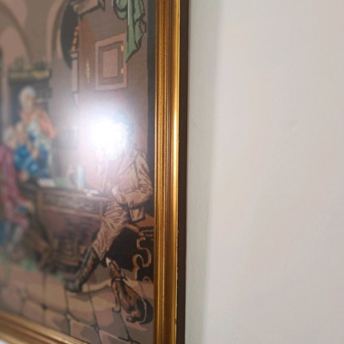 Vintage Large Gobelin Embroidery Painting used, 109x80cm