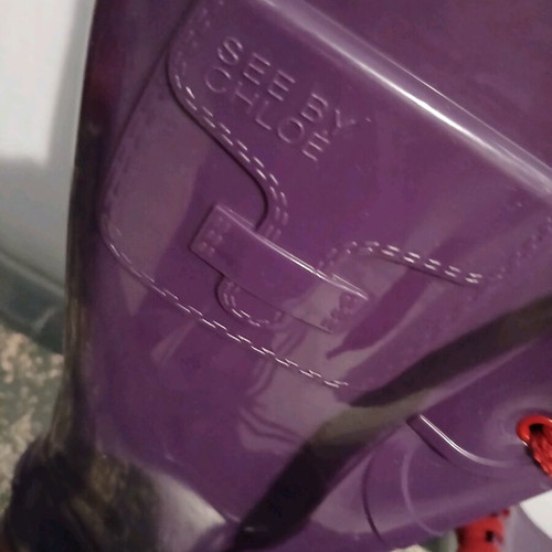 See by Chloe' rain boots new purple with red laces