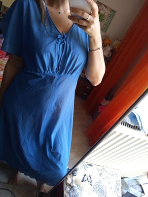 Blue midi dress new L/XL, light and airy with soft shiny texture