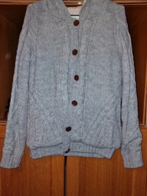 Knitted cardigan new gray with fleece inside Bershka size L