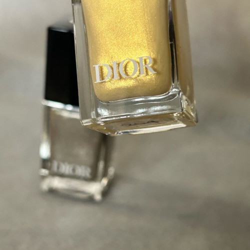 Dior nail polish used, 2 pcs in gold and silver shades