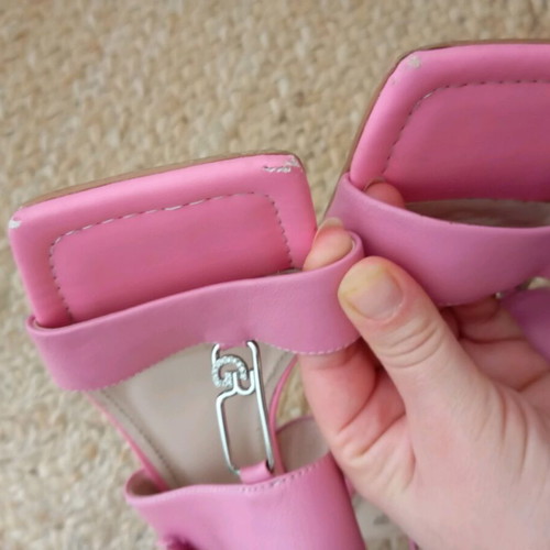 Flavia Passini leather pink sandals used, size 39, eccentric heel