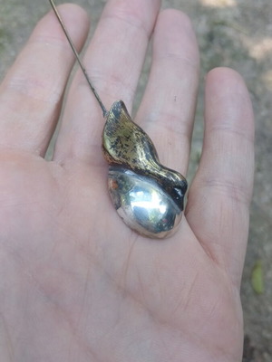 Silver brooch used, duck on spoon, 11.68 grams