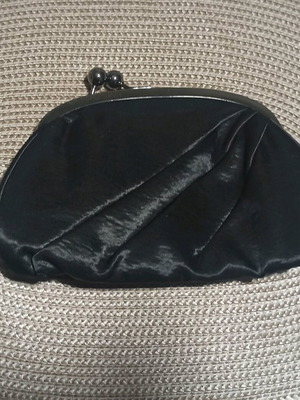 Evening satin bag new, black oval