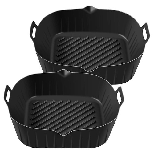 Silicone Air Fryer Pan with Handle new, 8.6 inches, black