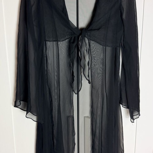 Black cover up caftan for beach, M/L