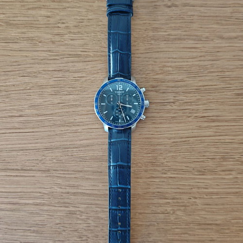 Tissot Quickster Chronograph men's watch, blue dial, leather strap