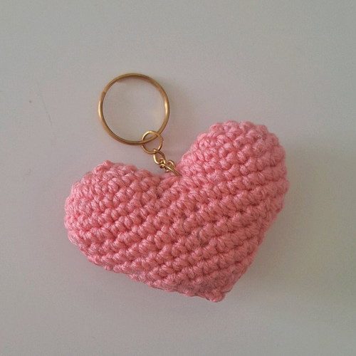 Knitted heart keychain handmade new