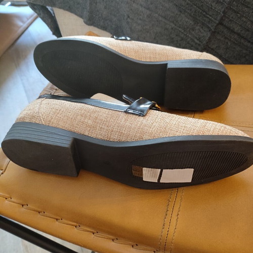 Shein unisex loafers, raffia and patent leather, size 43