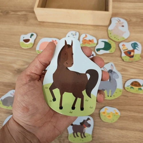 Magnetic wooden animal toy used for ages 2+