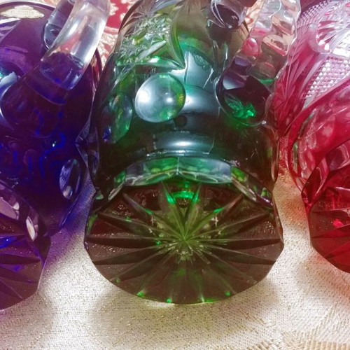 Collectible mugs/beer glasses 3 pcs., colored crystal Rudolf Kunze West Germany 50' - 90'