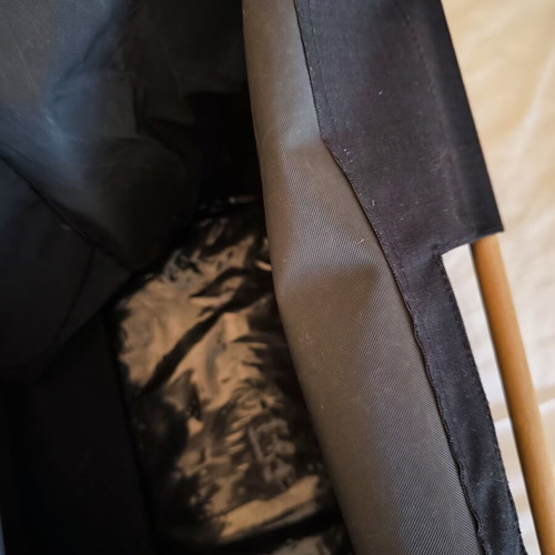 Tote bag like new, black canvas with wooden handles