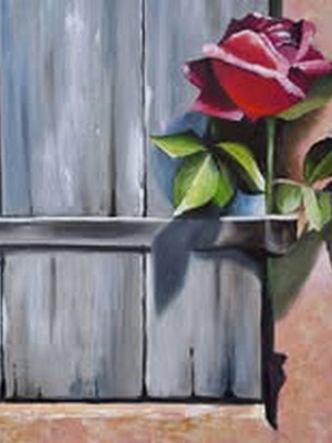 Rose oil painting on canvas 40x40 cm, new