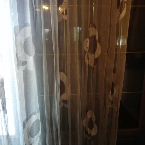 Living room curtain used, sewn with gold thread, dimensions 2.50x7.15