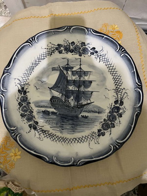Handmade decorative plate G.Dizos new blue 27cm