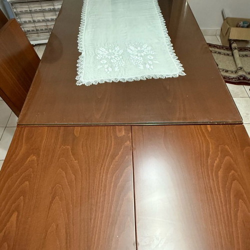 Dining set used with 6 chairs, beech wood, brown color