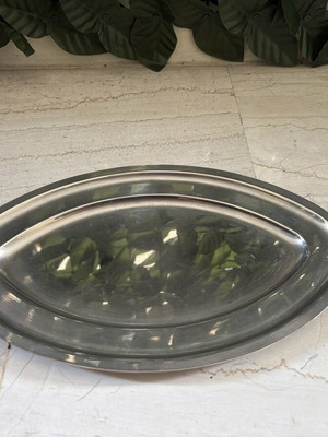 Stainless steel serving platter, oval 28 x 17 cm