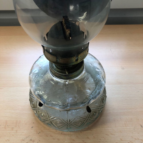 Antique oil lamp used with glass base and removable reflector
